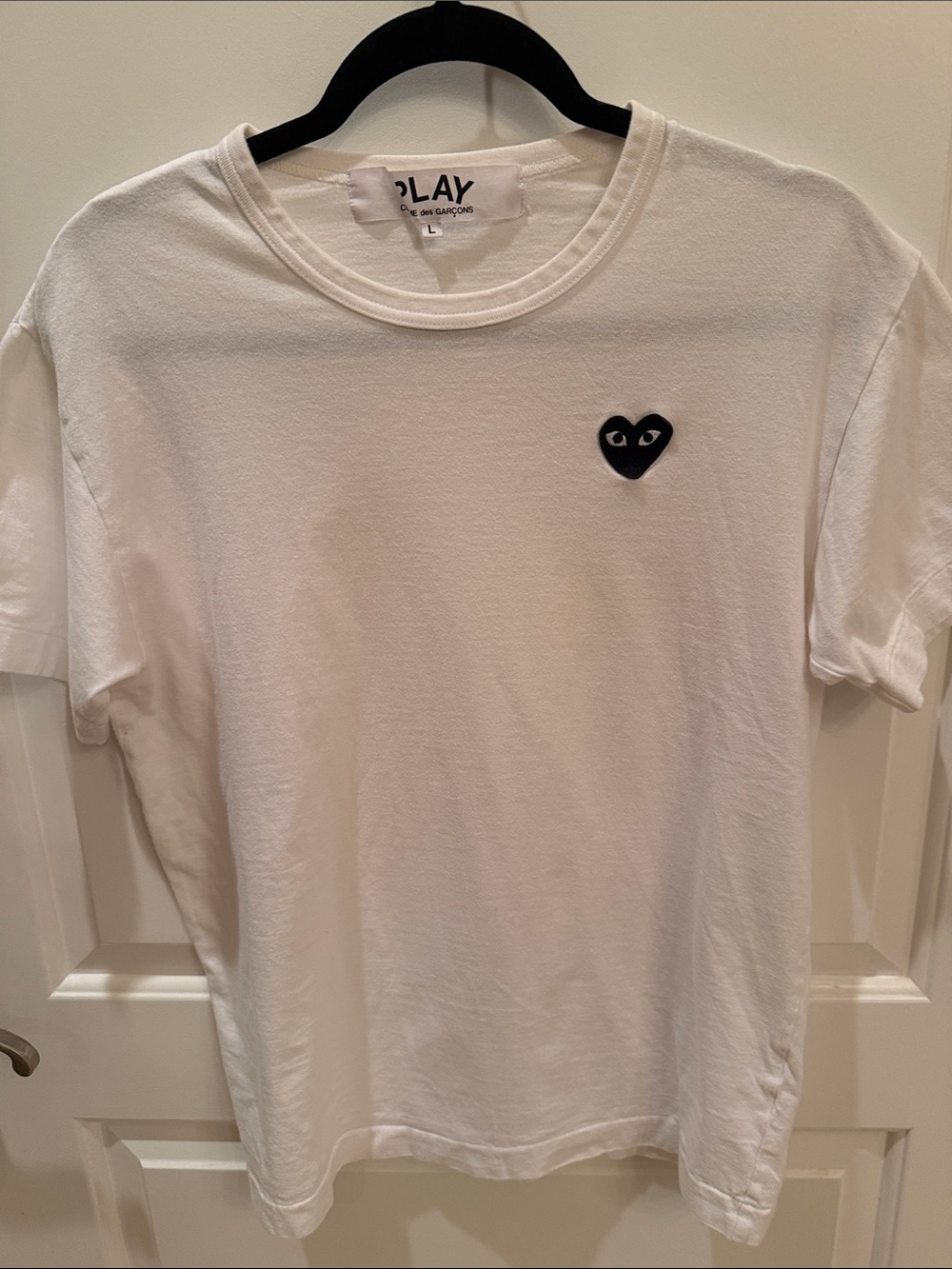 Comme des Garçons PLAY White Tee with Black Heart Patch